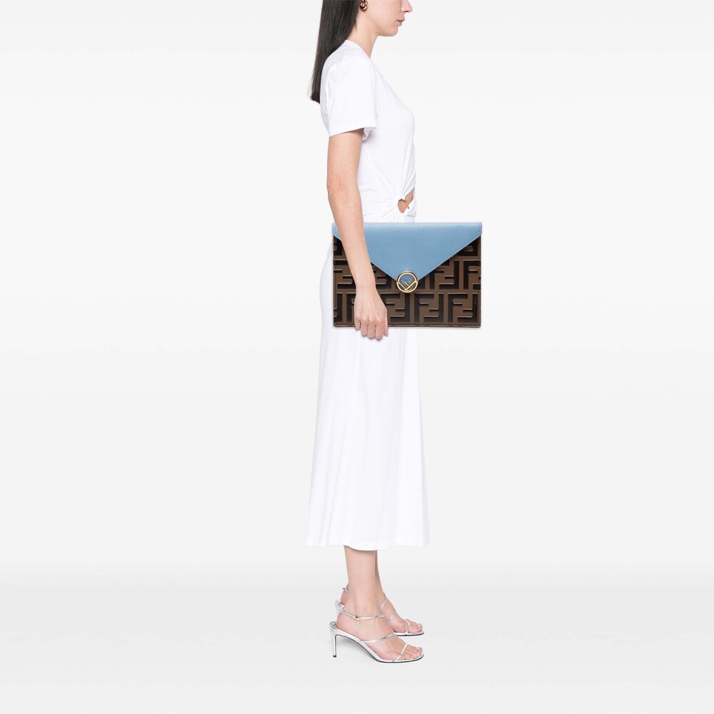 Pre-Loved Fendi Zucca Embossed Leather Envelope Clutch - Picture 7 of 8